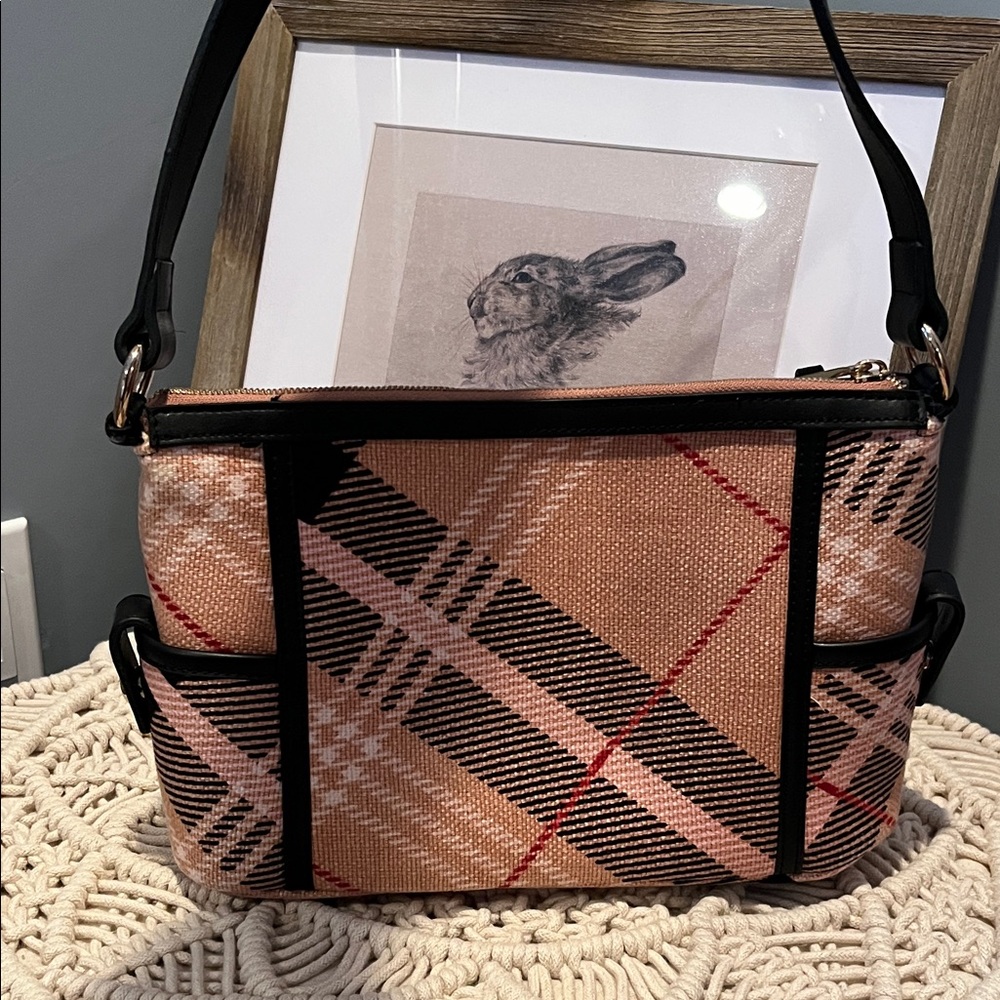 Spartina 449 Pink and Black Plaid Shoulder Bag - Picture 3 of 8